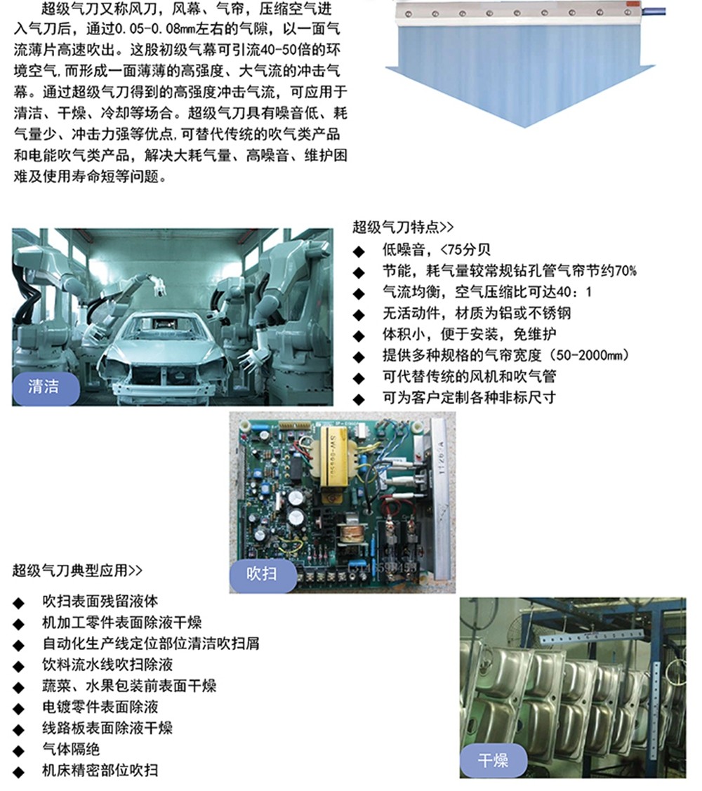 不銹鋼氣刀技術(shù)參數(shù)及應用